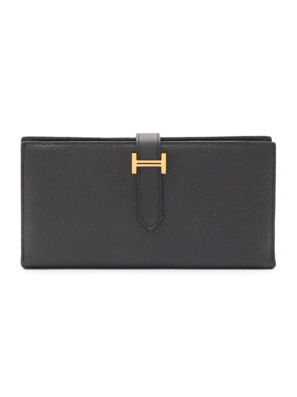 Hermes Bearn Soufflet Wallet Bifold Veau Epsom Black Gold